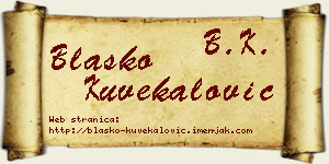 Blaško Kuvekalović vizit kartica